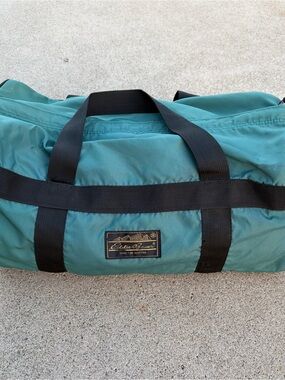 90s Eddie Bauer Teal Duffel Bag with Black Straps